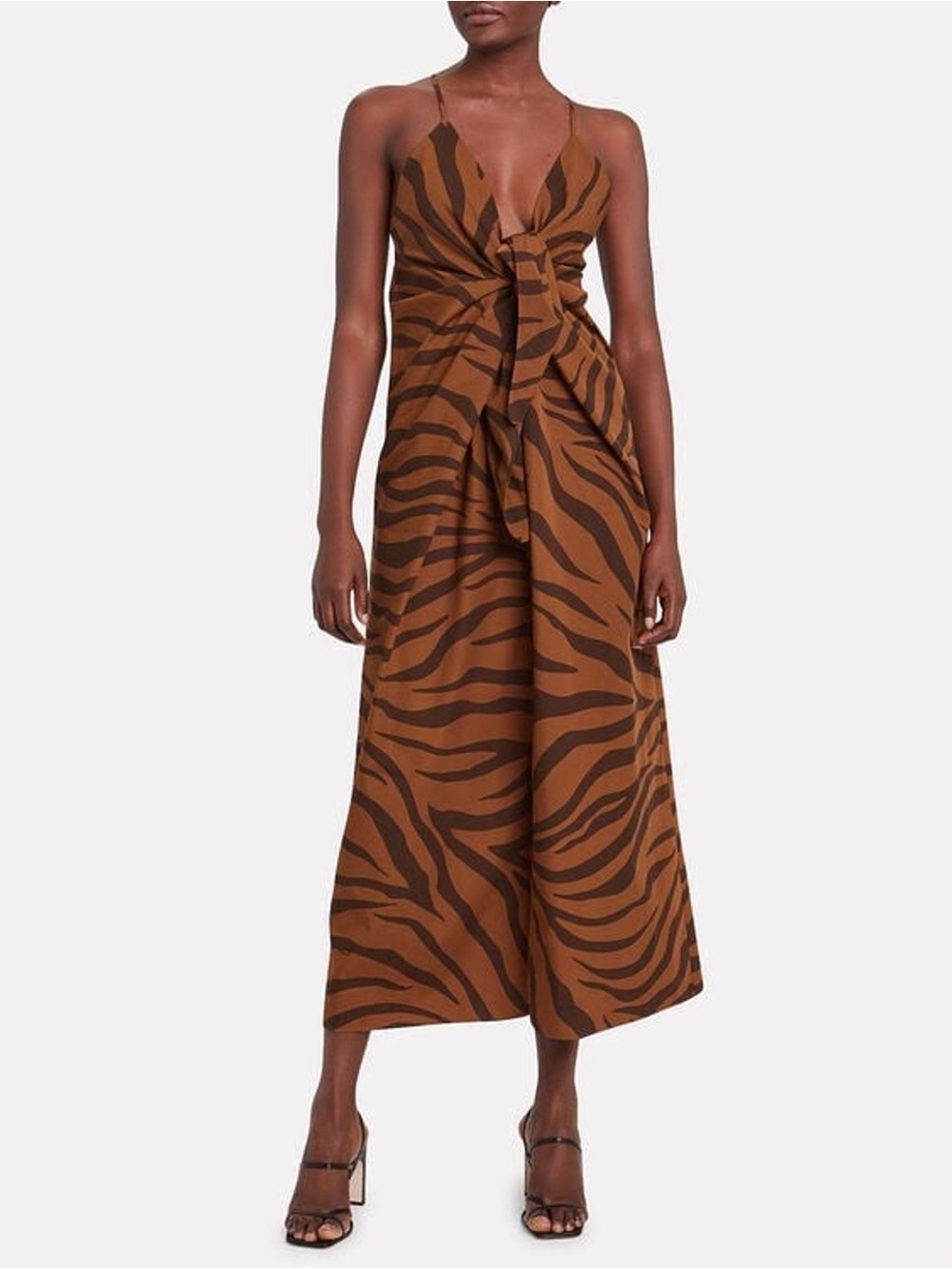 Mara Hoffman Lolita Knotted Tiger-Print Cotton Maxi Dress - Size M